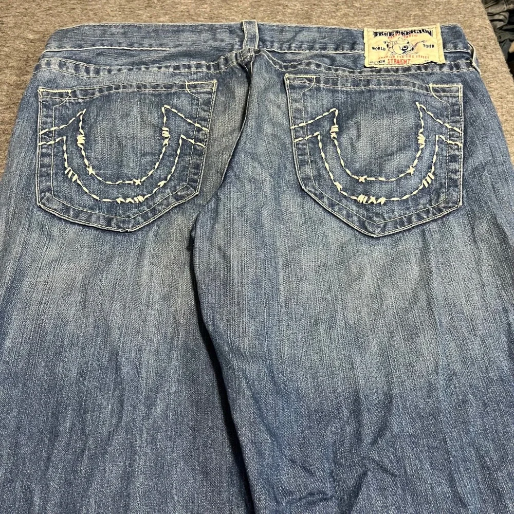 True Religion Section Straight Jeans 38x36 Blue Baggy Flared Made in USA Mens